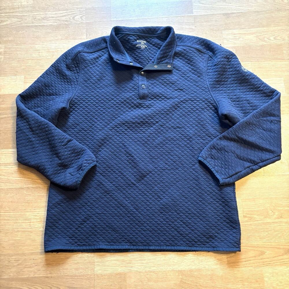 RHONE Mens Navy Blue Gramercy Quilted Long Sleeve Pullover Size XL Casual